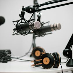 Photo by Jonathan Farber two grey condenser micrphones